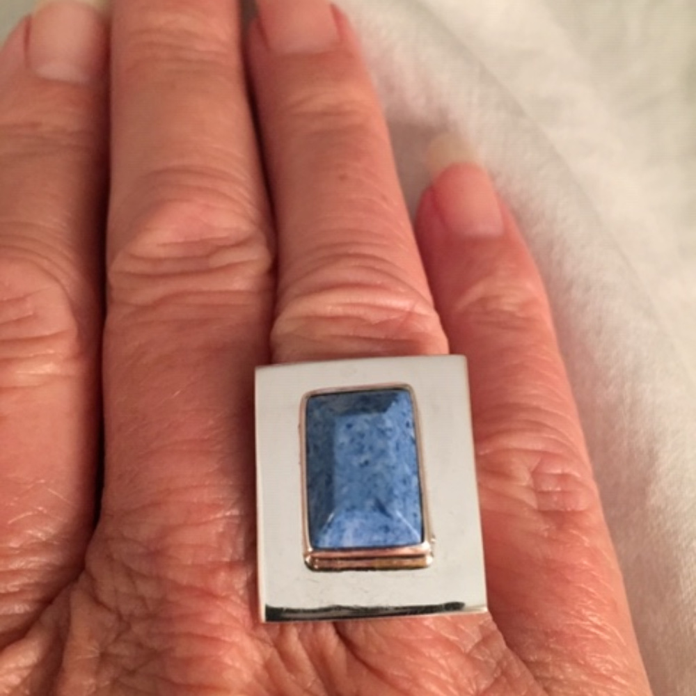Sterling Silver Contemporary Lapis Statement Ring - image 4
